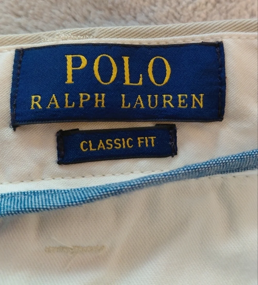 Polo Ralph Lauren Chino Classic Fit Cream Pants Classic Cotton Twill Size 38/32